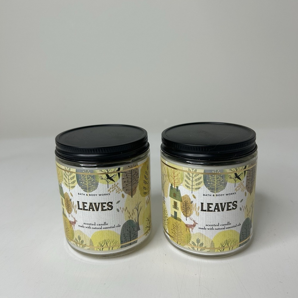 Bath & Body Works Leaves Scented Mason Jar Candle 7 oz x2 Fall Autumn